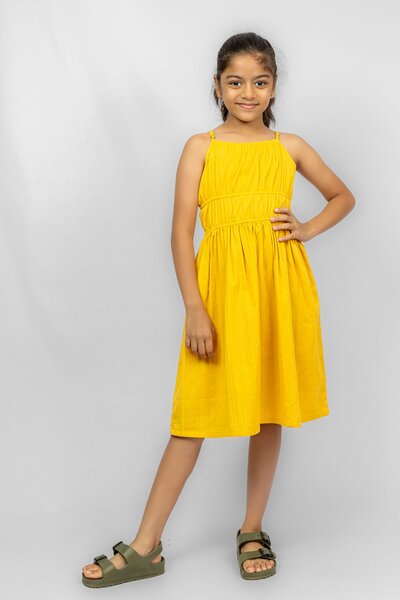 Pinkabelle Girls Mustard Dress